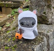 Gehäkelte Katze OOAK handmade Dekoracion Halloween Geist